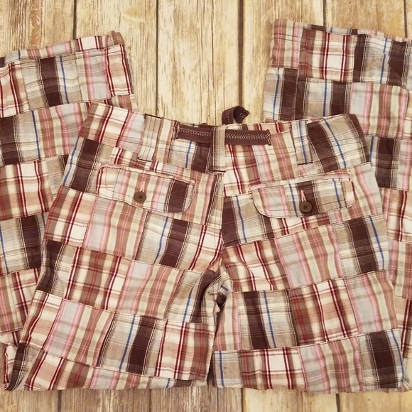 Limited Too Girls Plaid Patchwork Pants 10.5 Shimmer Metallic Y2K Cottagecore - Picture 3 of 4